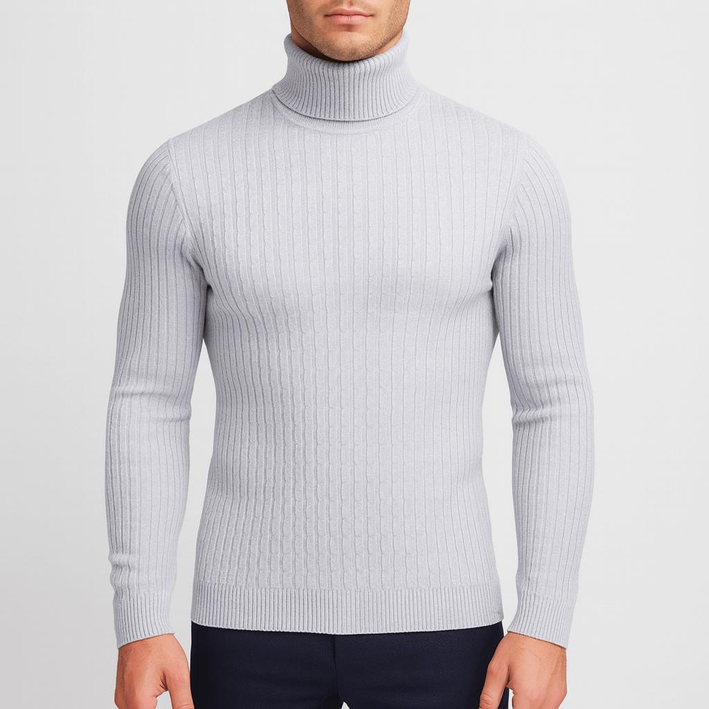 Sweter męski golf wełniany lekki, klasyczny dopasowany krój 3