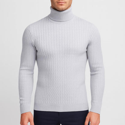 Sweter męski golf wełniany lekki, klasyczny dopasowany krój 3