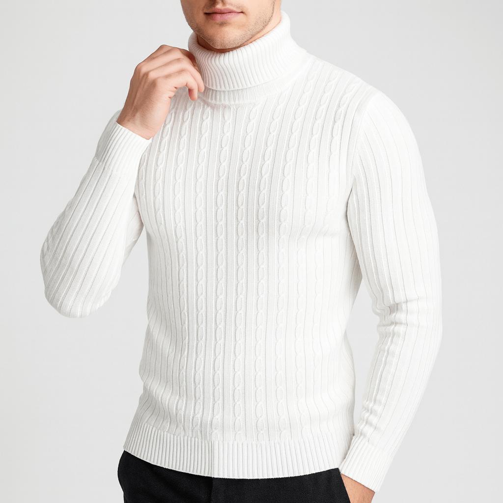 Sweter męski golf wełniany lekki, klasyczny dopasowany krój 5