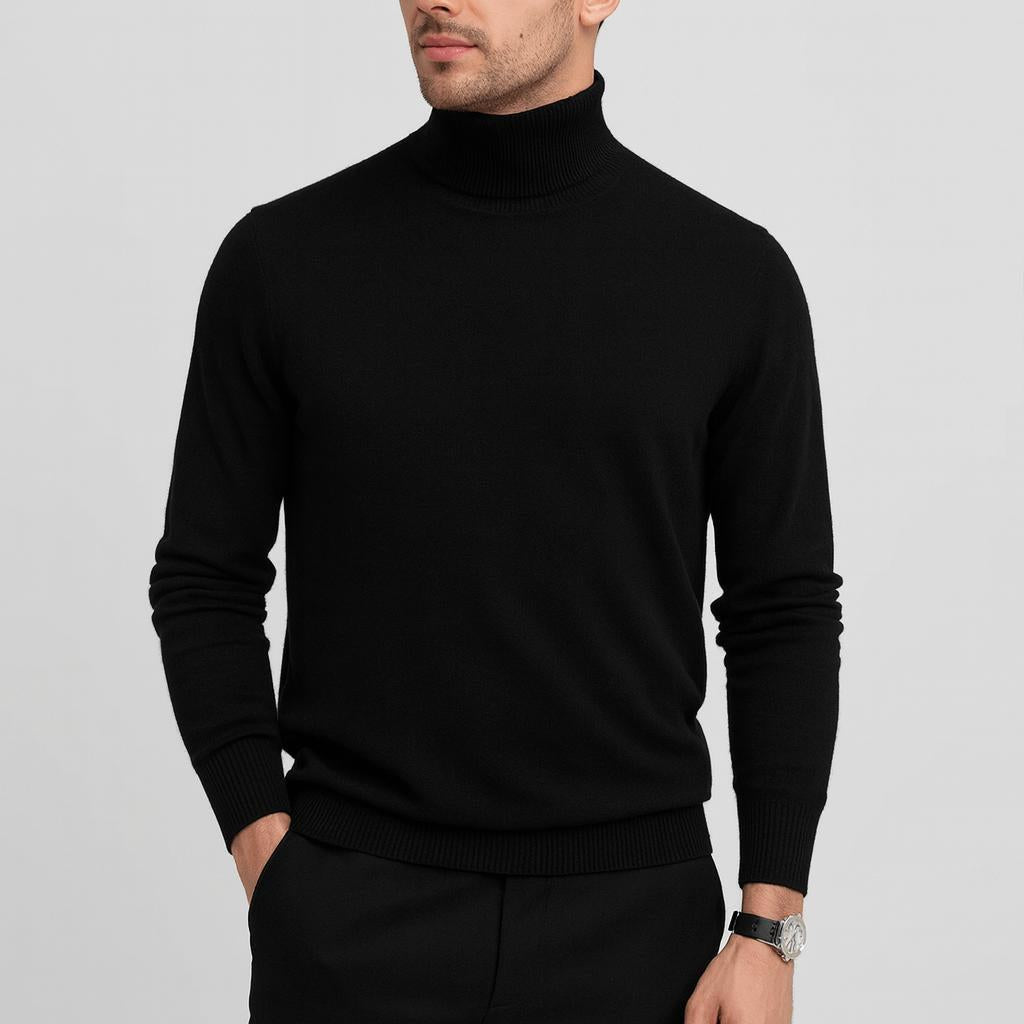 Sweter męski golf z miękkiej wełny, klasyczny krój, lekki 2