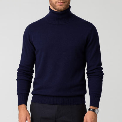 Sweter męski golf z miękkiej wełny, klasyczny krój, lekki 3