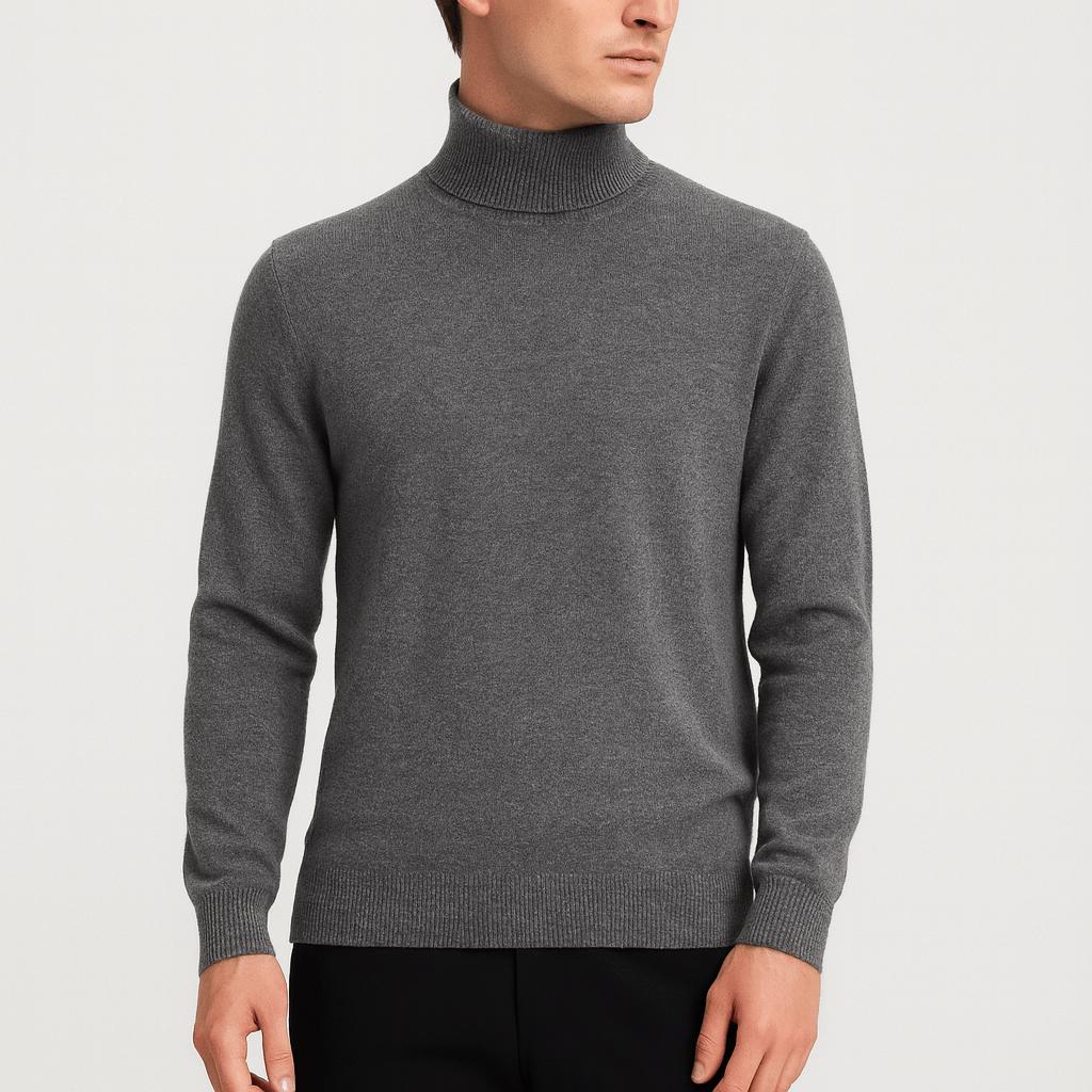 Sweter męski golf z miękkiej wełny, klasyczny krój, lekki 4