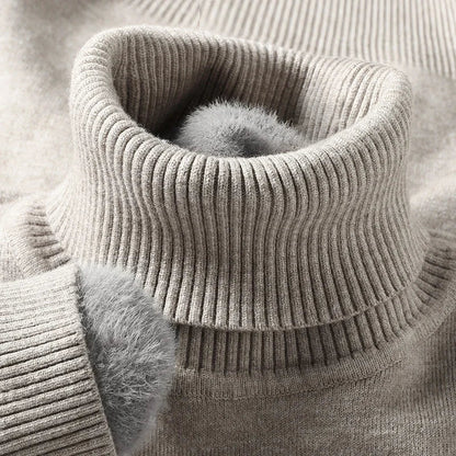 Sweter męski golf z prążkowanym kołnierzem, dopasowany krój 11