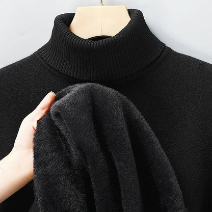 Sweter męski golf z prążkowanym kołnierzem, dopasowany krój 13