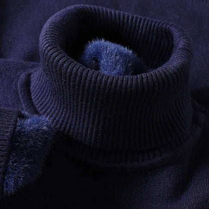 Sweter męski golf z prążkowanym kołnierzem, dopasowany krój 15
