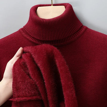 Sweter męski golf z prążkowanym kołnierzem, dopasowany krój 17