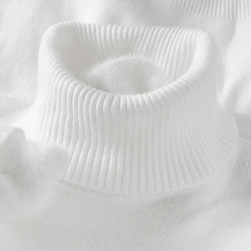Sweter męski golf z prążkowanym kołnierzem, dopasowany krój 9