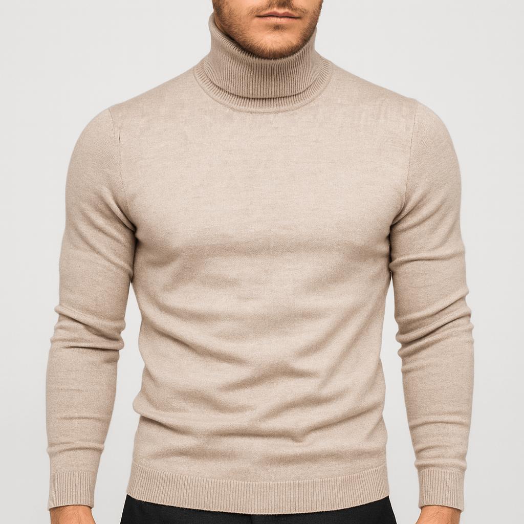 Sweter męski golf z wełny merynosa, dopasowany, lekki i miękki 1