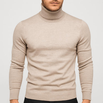 Sweter męski golf z wełny merynosa, dopasowany, lekki i miękki 1