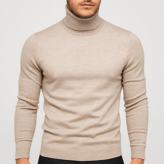 Sweter męski golf z wełny merynosa, dopasowany, lekki i miękki 1
