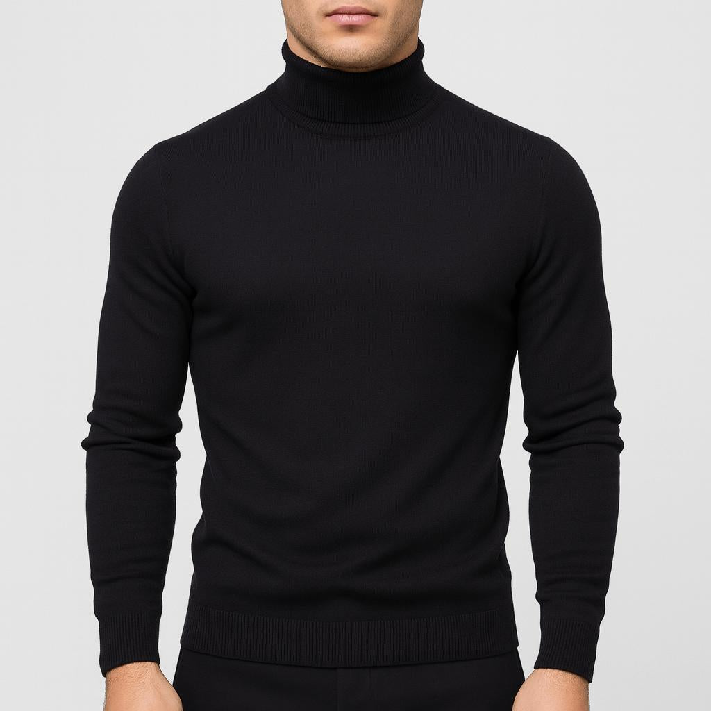 Sweter męski golf z wełny merynosa, dopasowany, lekki i miękki 2