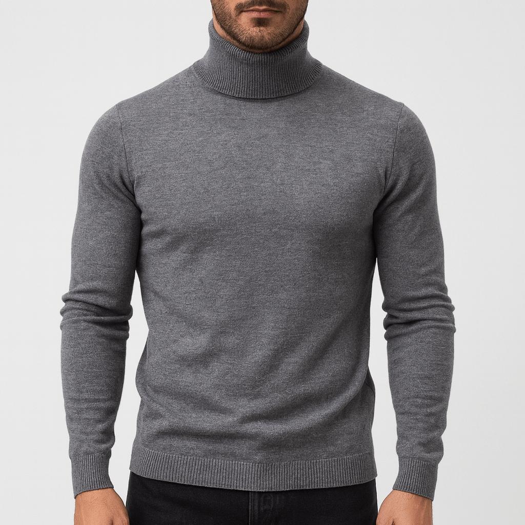 Sweter męski golf z wełny merynosa, dopasowany, lekki i miękki 3