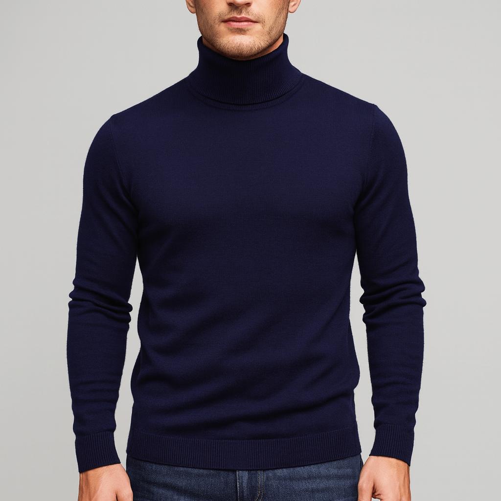 Sweter męski golf z wełny merynosa, dopasowany, lekki i miękki 5