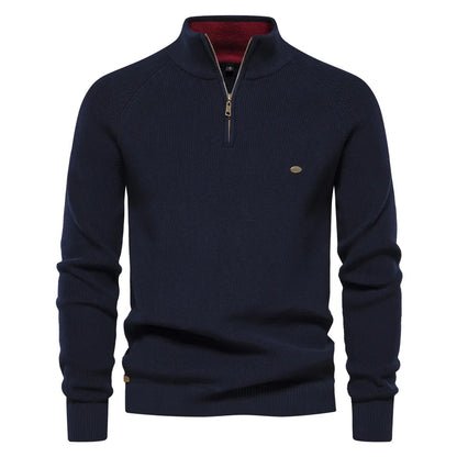 Sweter męski na zamek half-zip ze stójką prążkowany 1