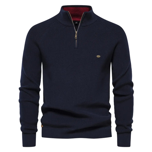 Sweter męski na zamek half-zip ze stójką prążkowany 1