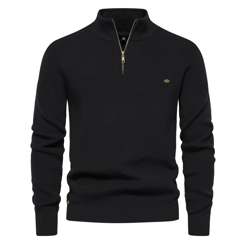 Sweter męski na zamek half-zip ze stójką prążkowany 2