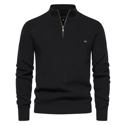 Sweter męski na zamek half-zip ze stójką prążkowany 2