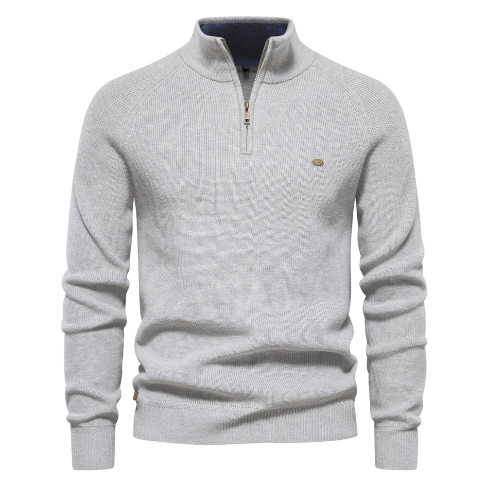 Sweter męski na zamek half-zip ze stójką prążkowany 3