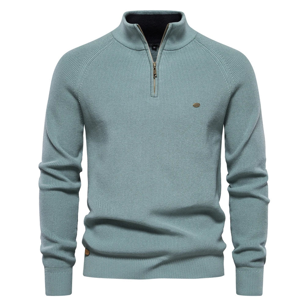 Sweter męski na zamek half-zip ze stójką prążkowany 4