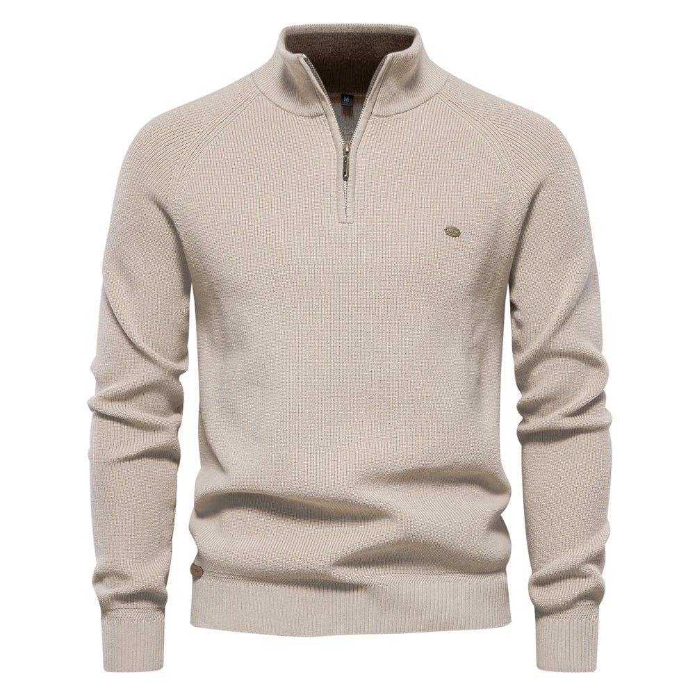 Sweter męski na zamek half-zip ze stójką prążkowany 5