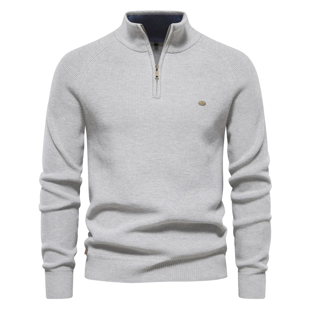 Sweter męski na zamek half-zip ze stójką prążkowany 6