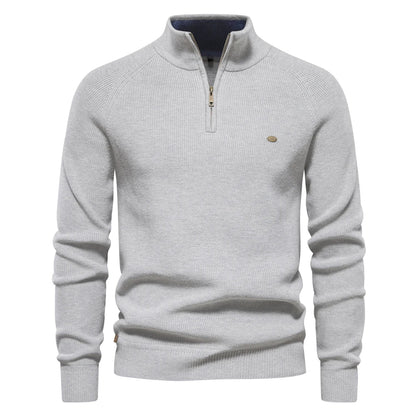 Sweter męski na zamek half-zip ze stójką prążkowany 6