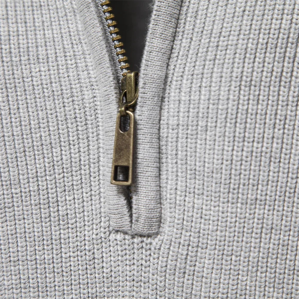 Sweter męski na zamek half-zip ze stójką prążkowany 8