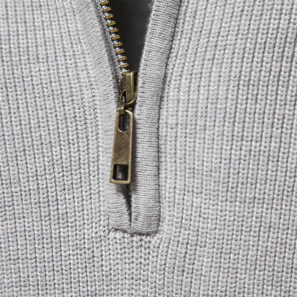 Sweter męski na zamek half-zip ze stójką prążkowany 8
