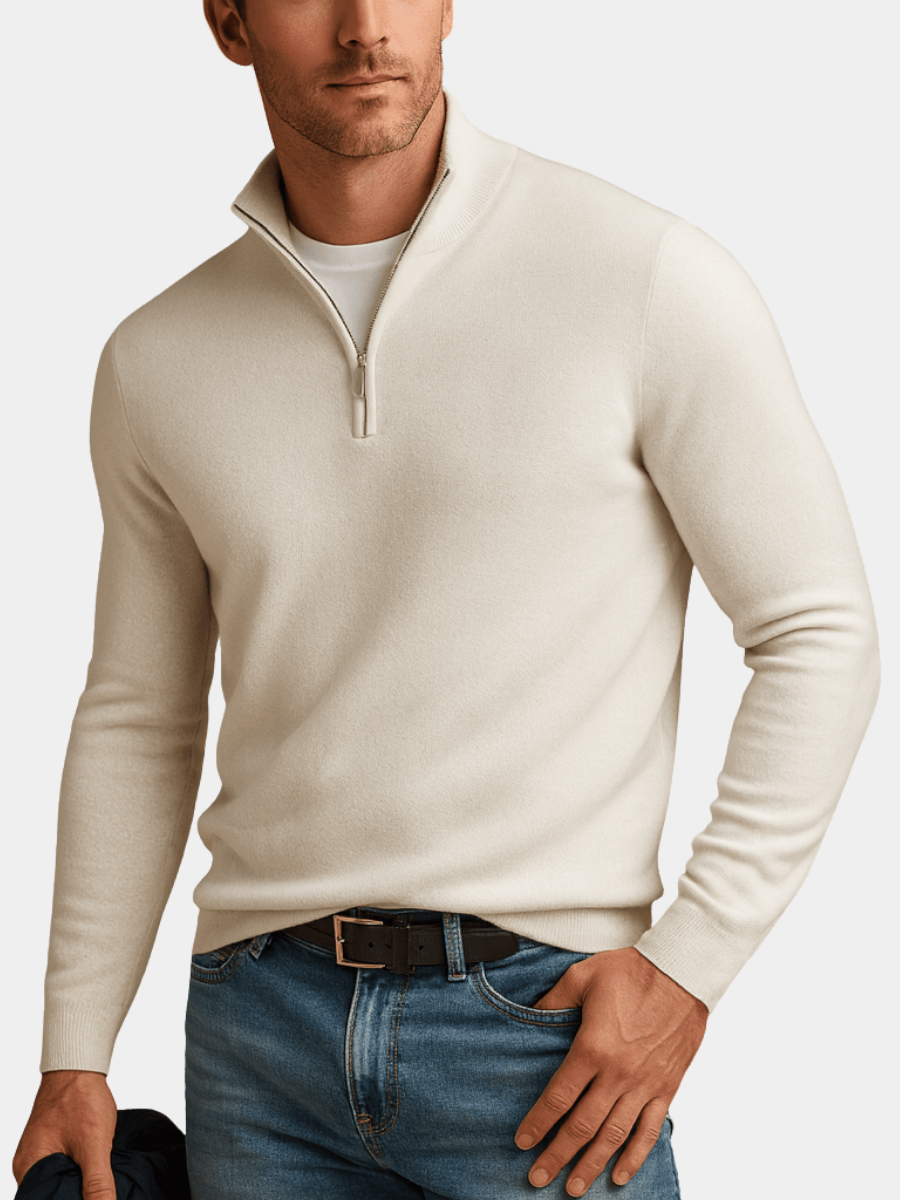Sweter męski półgolf z krótkim zamkiem ze stójką dzianinowy 10