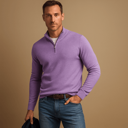 Sweter męski półgolf z krótkim zamkiem ze stójką dzianinowy 4