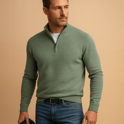 Sweter męski półgolf z krótkim zamkiem ze stójką dzianinowy 5