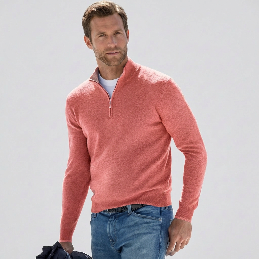Sweter męski w serek bawełniany, oddychający, krój regular 1