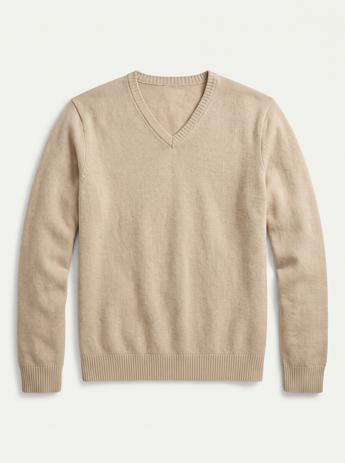 Sweter męski w serek wełniany, klasyczny krój ze ściągaczami 5