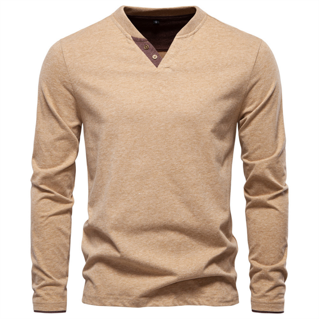 Sweter męski w serek z guzikami gładki 2
