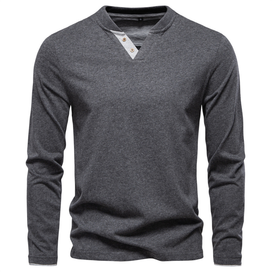 Sweter męski w serek z guzikami gładki 3