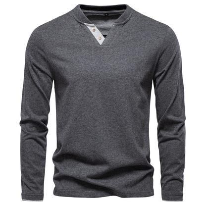 Sweter męski w serek z guzikami gładki 3
