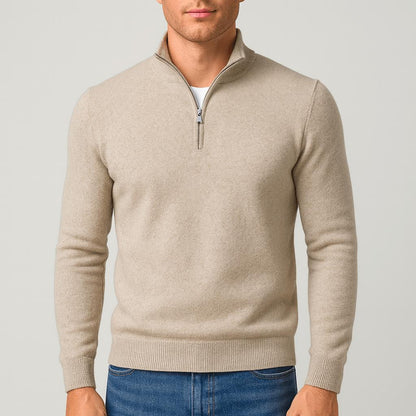 Sweter męski w serek z wełny merynosa, splot fakturowy 1