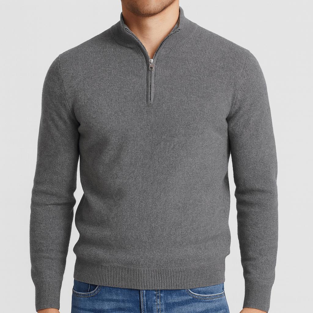 Sweter męski w serek z wełny merynosa, splot fakturowy 8