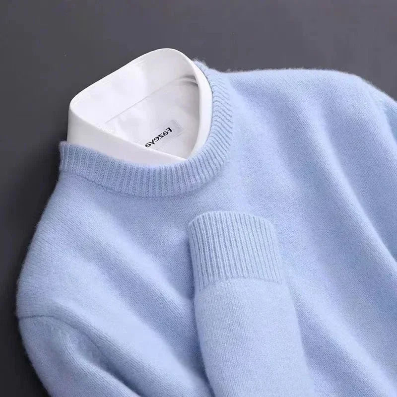 Sweter męski wełniany ciepły, minimalistyczny krój 12