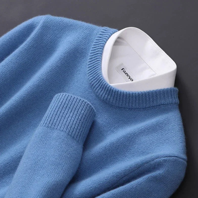 Sweter męski wełniany ciepły, minimalistyczny krój 13