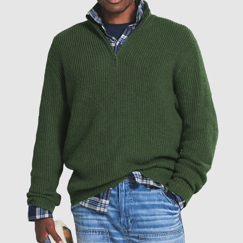 Sweter męski wełniany z zamkiem, ciepły, styl business casual 5