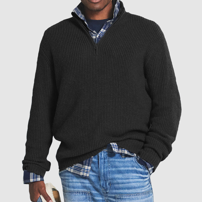 Sweter męski wełniany z zamkiem, ciepły, styl business casual 7
