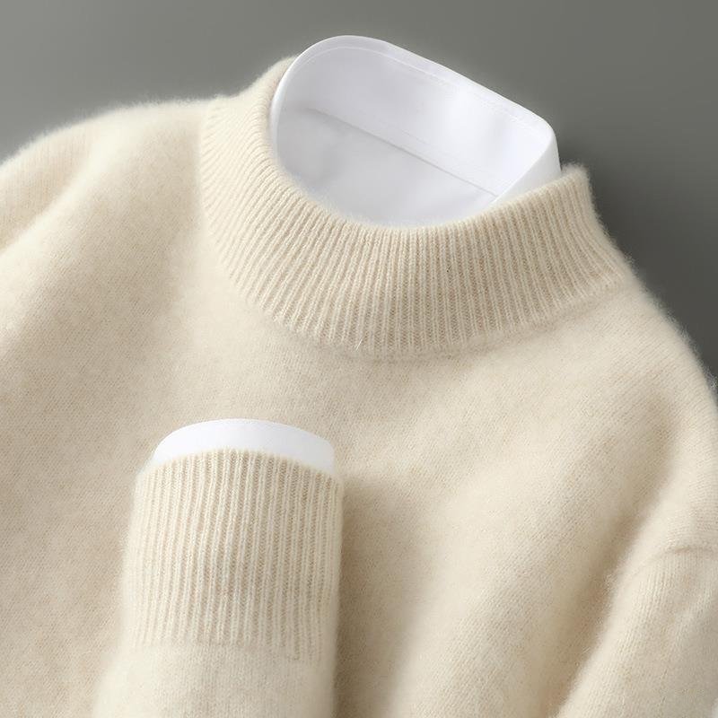 Sweter męski z czystej wełny, dopasowany krój, lekki i ciepły 1