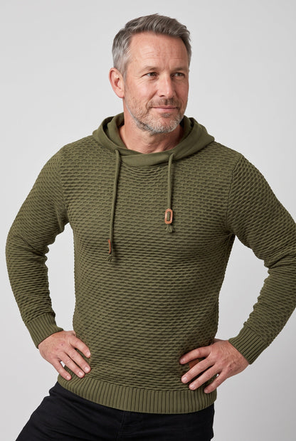 Sweter męski z kapturem dzianina plaster miodu 3