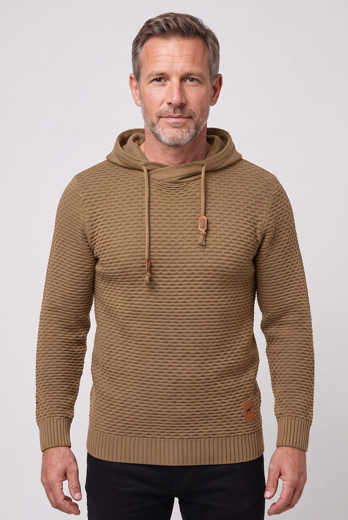 Sweter męski z kapturem dzianina plaster miodu 4