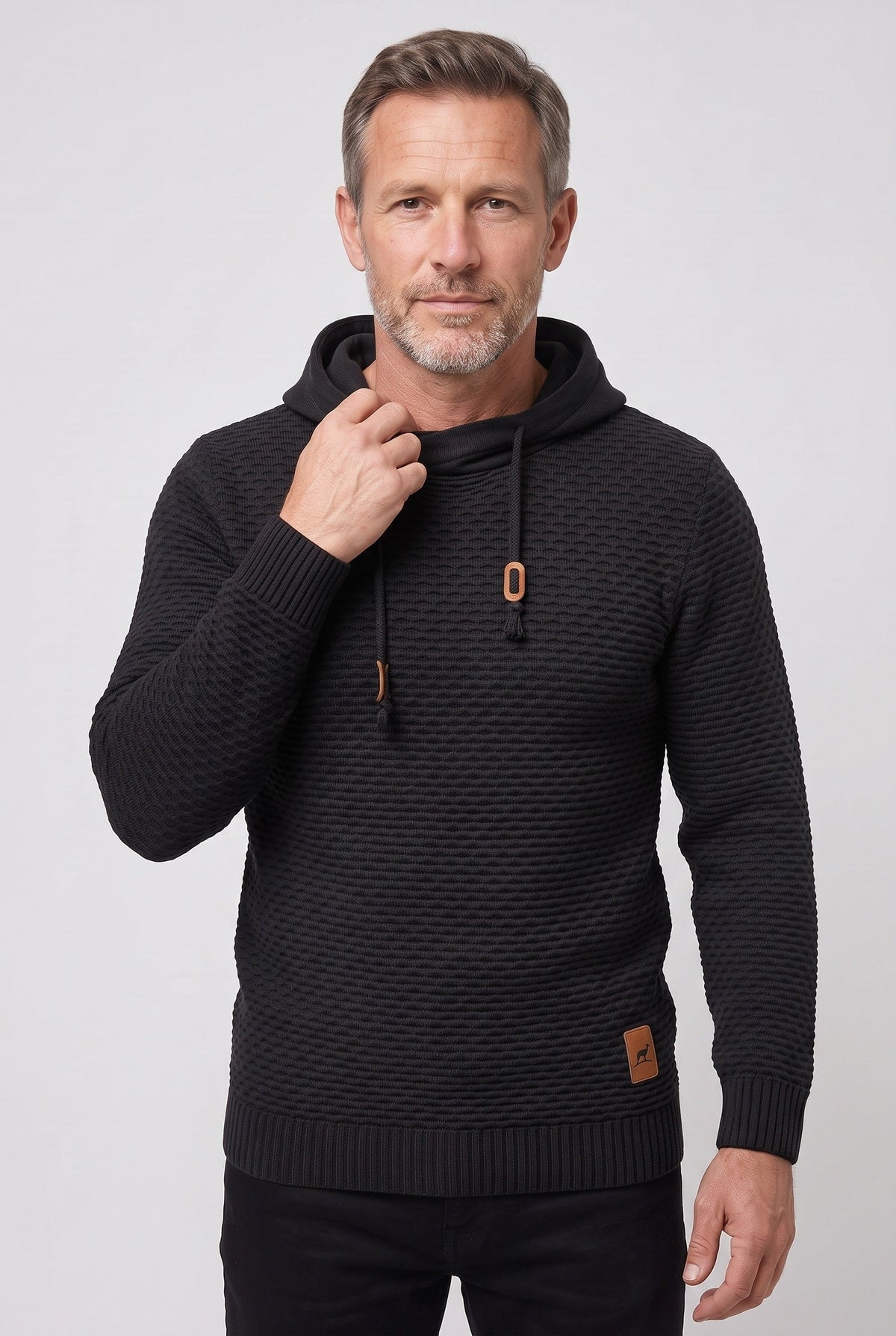 Sweter męski z kapturem dzianina plaster miodu 5