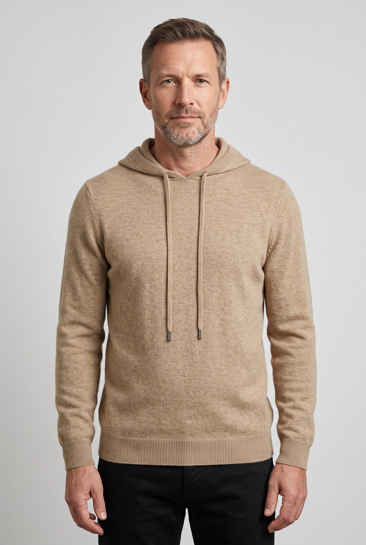 Sweter męski z kapturem dzianinowy ze sznurkiem 1