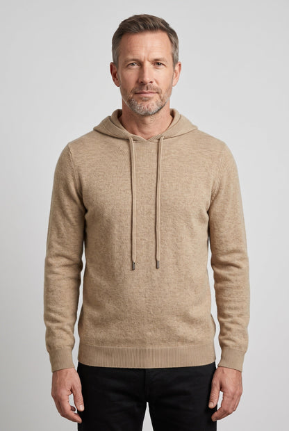 Sweter męski z kapturem dzianinowy ze sznurkiem 1