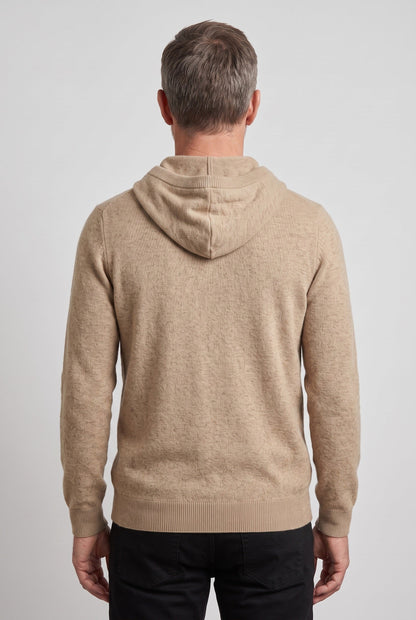 Sweter męski z kapturem dzianinowy ze sznurkiem 2