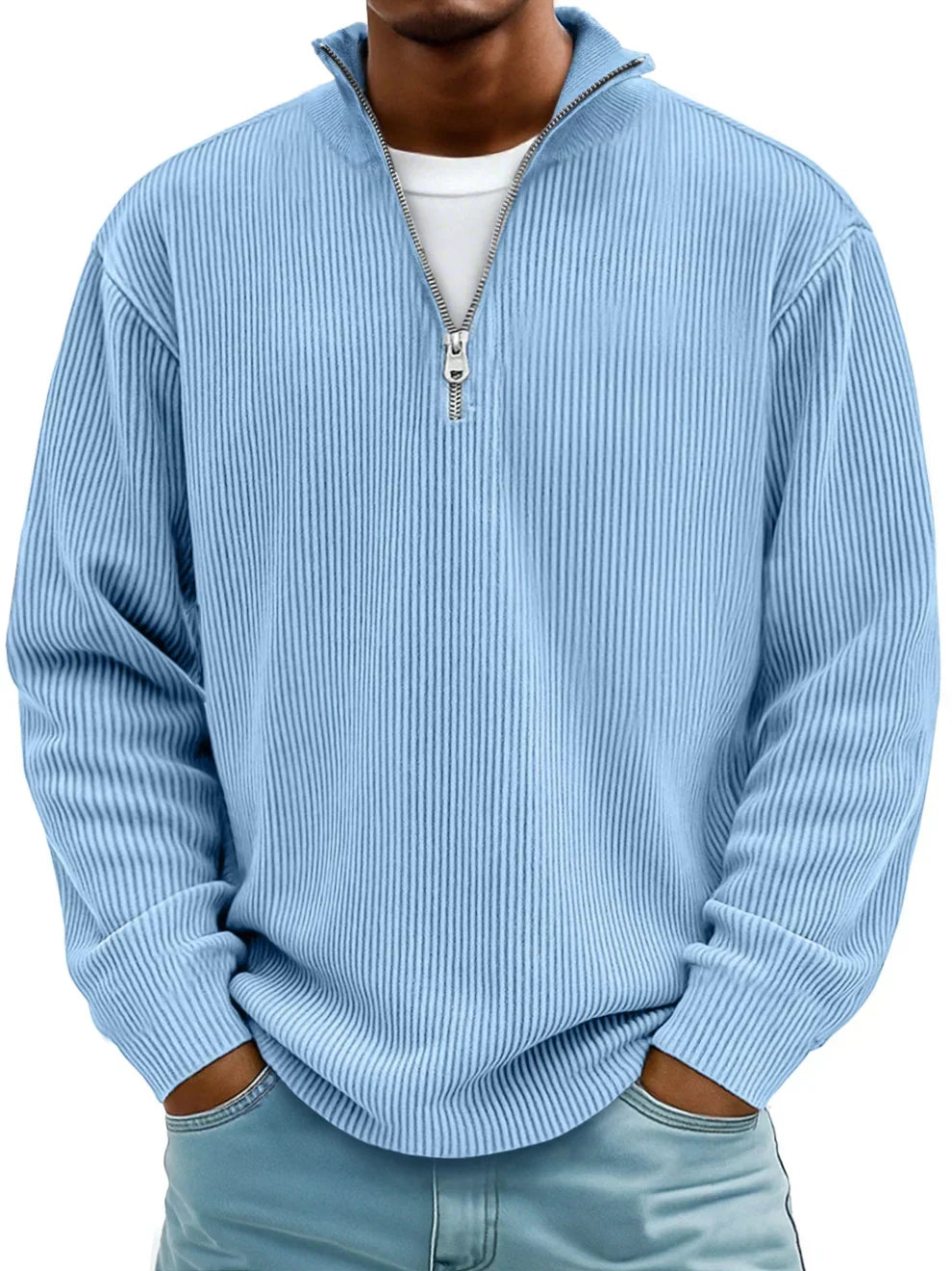 Sweter męski z półzamkiem oversize prążkowany 1